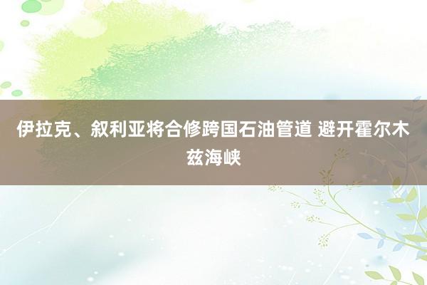 伊拉克、叙利亚将合修跨国石油管道 避开霍尔木兹海峡