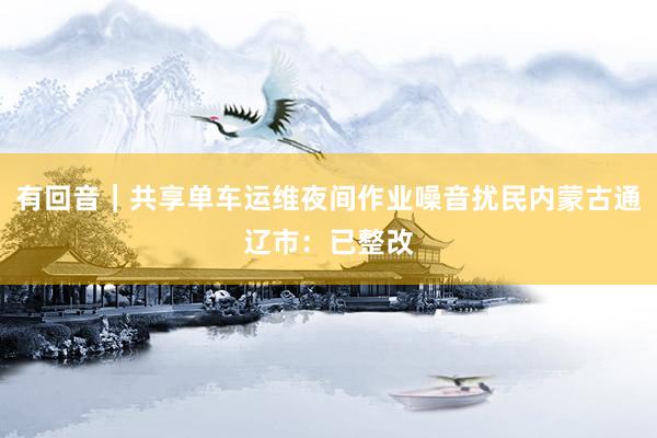 有回音|共享单车运维夜间作业噪音扰民内蒙古通辽市:已整改