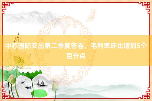 中芯国际交出第二季度答卷，毛利率环比增加5个百分点