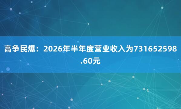高争民爆：2026年半年度营业收入为731652598.60元