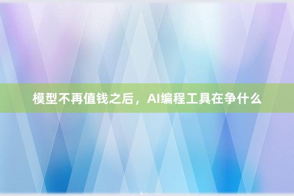 模型不再值钱之后，AI编程工具在争什么
