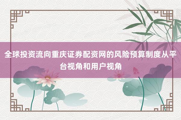 全球投资流向重庆证券配资网的风险预算制度从平台视角和用户视角