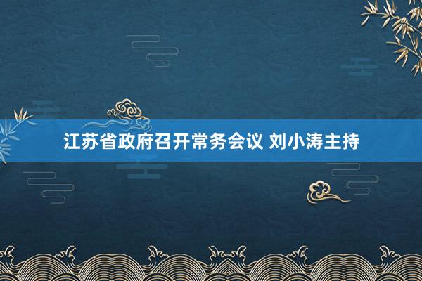 江苏省政府召开常务会议 刘小涛主持