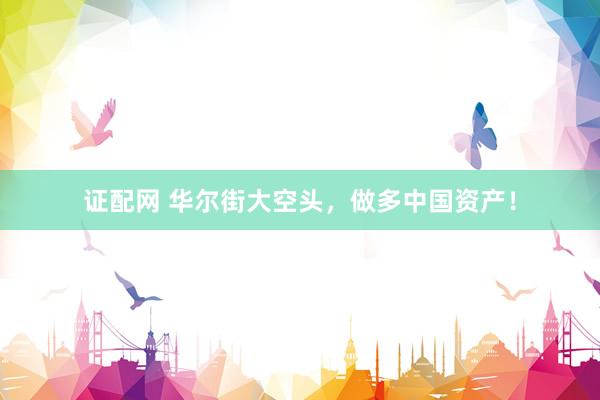 证配网 华尔街大空头，做多中国资产！