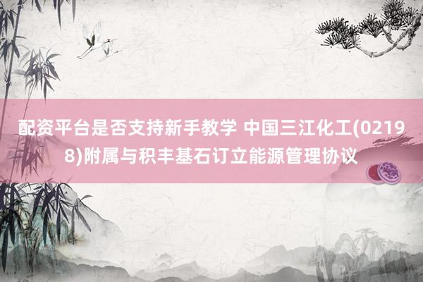 配资平台是否支持新手教学 中国三江化工(02198)附属与积丰基石订立能源管理协议
