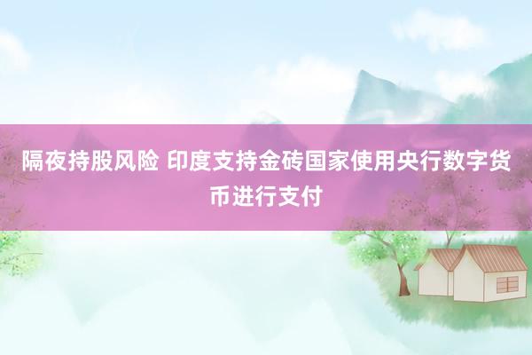 隔夜持股风险 印度支持金砖国家使用央行数字货币进行支付