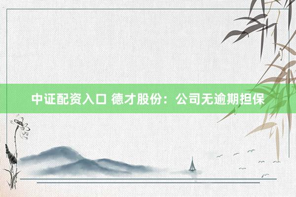 中证配资入口 德才股份：公司无逾期担保