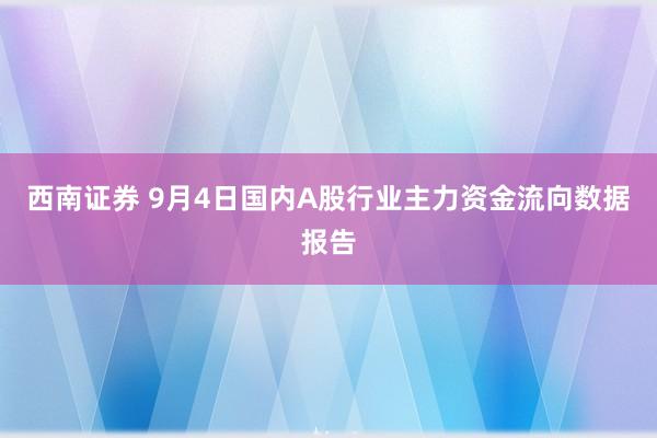 西南证券 9月4日国内A股行业主力资金流向数据报告