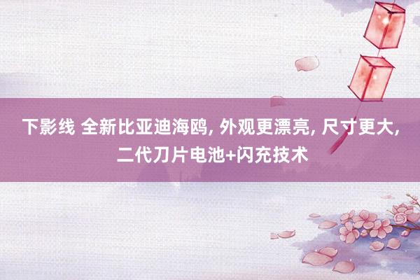 下影线 全新比亚迪海鸥, 外观更漂亮, 尺寸更大, 二代刀片电池+闪充技术