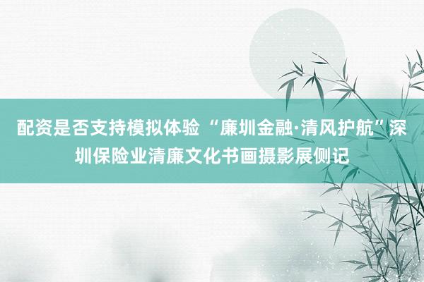 配资是否支持模拟体验 “廉圳金融·清风护航”深圳保险业清廉文化书画摄影展侧记
