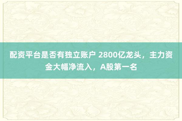 配资平台是否有独立账户 2800亿龙头，主力资金大幅净流入，A股第一名
