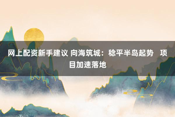 网上配资新手建议 向海筑城:稔平半岛起势 项目加速落地